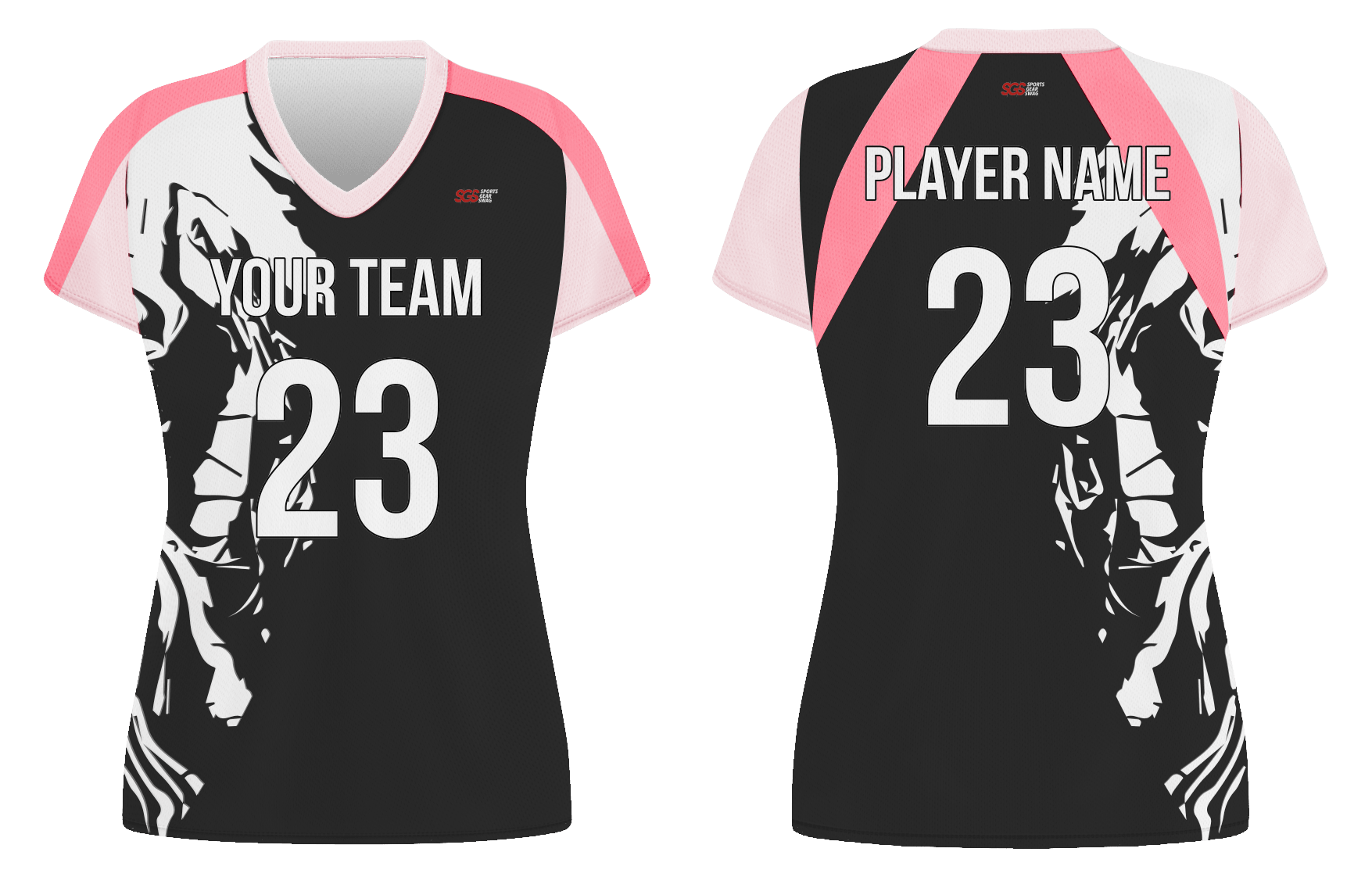 Custom black abstract adult youth volleyball jersey - Jersey