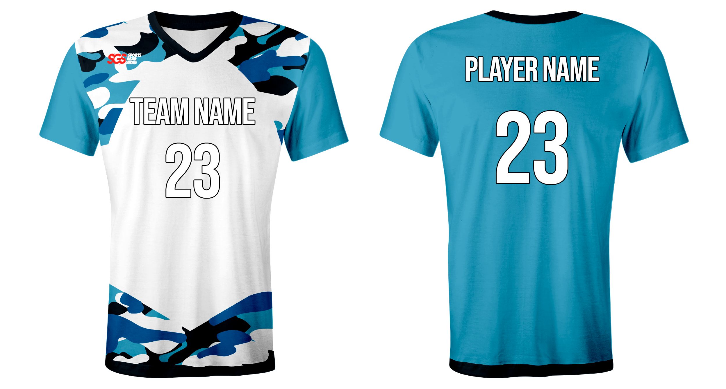 Custom black and blue camo youth unisex cheerleading short sleeve tight fit jersey - Jersey
