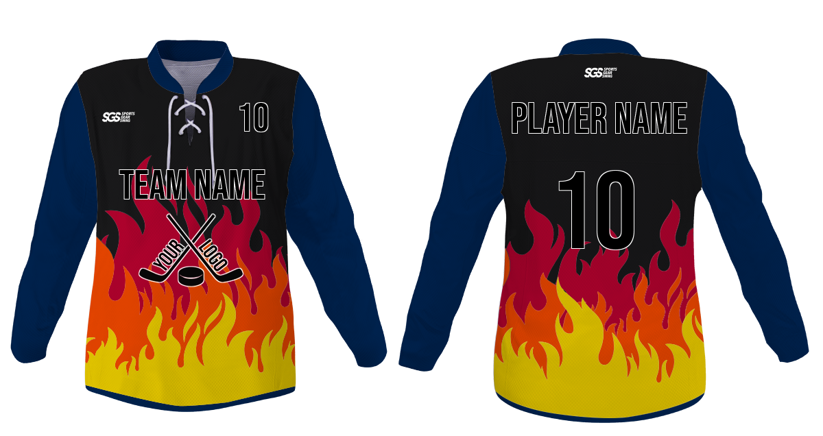 Custom  warm fire youth unisex hockey jersey laces - Jersey