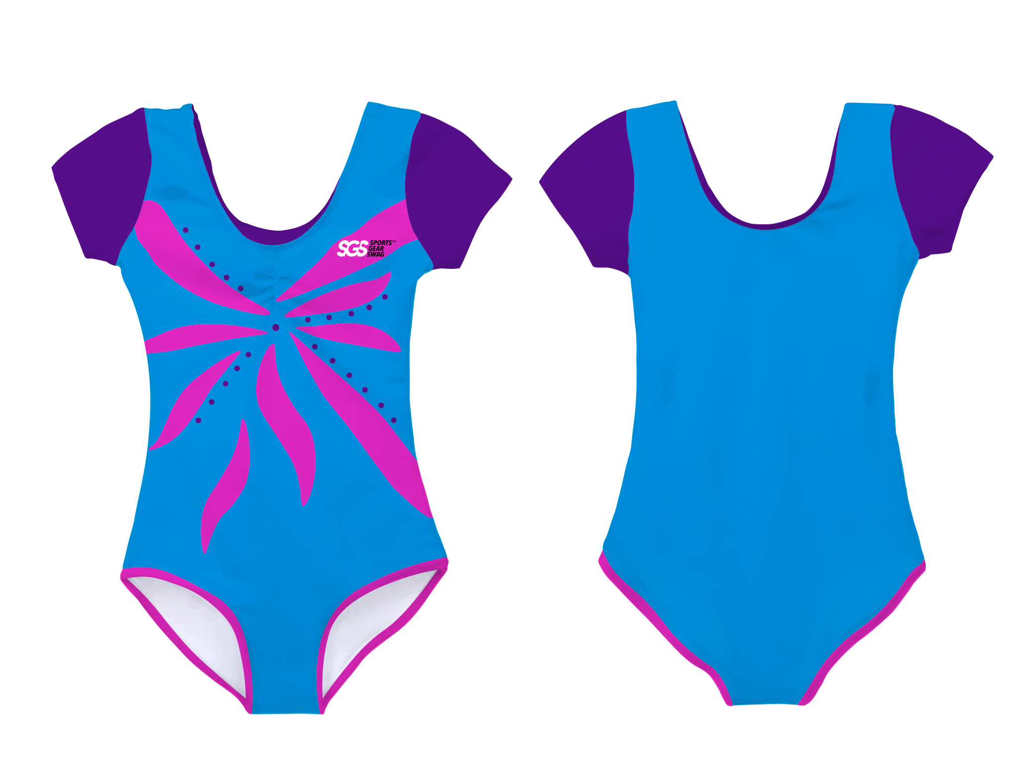 Custom short sleeve gymnastic uniform adult youth vibrant flow - Gymnastics-uniforms