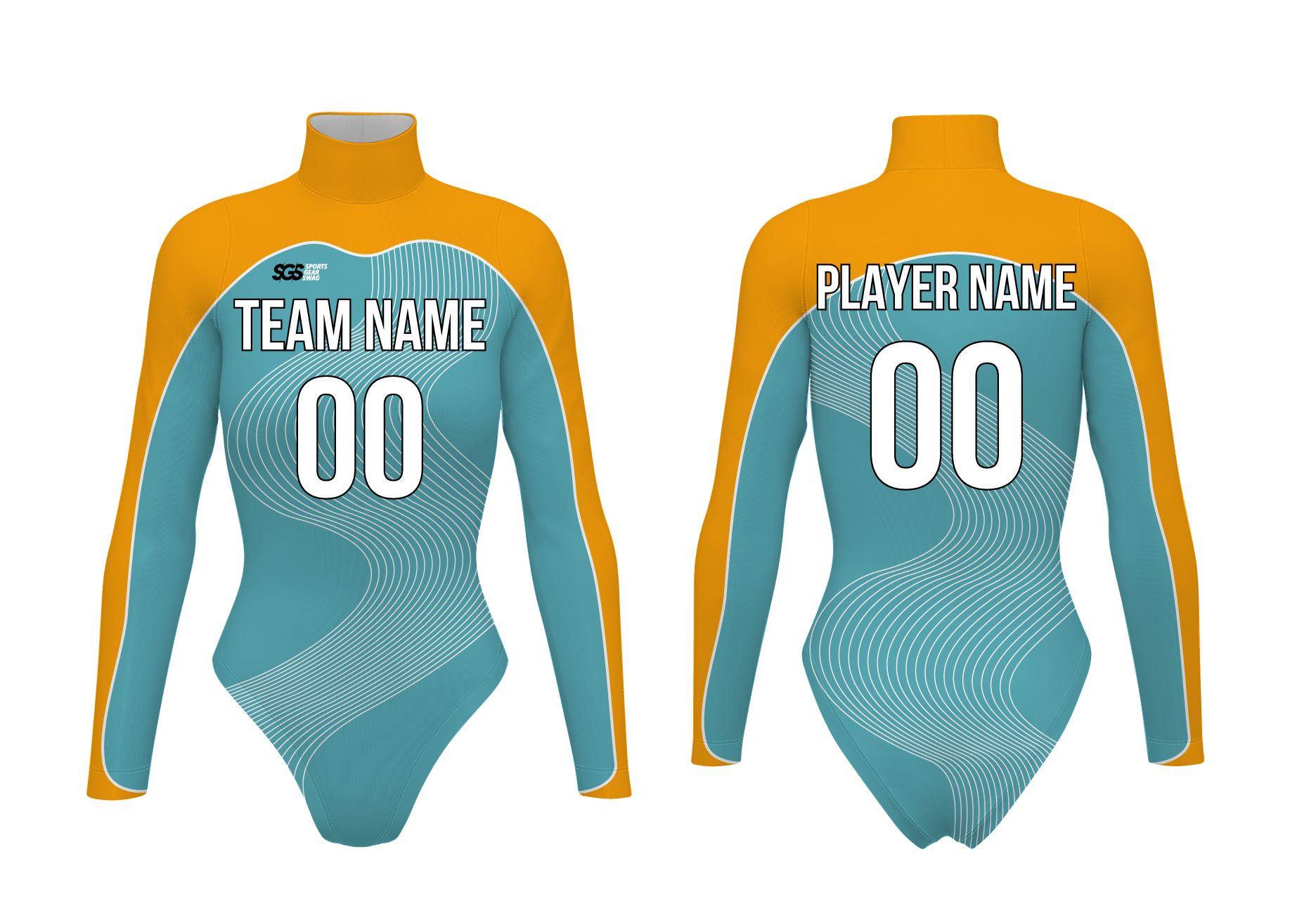 Custom cheerleading bodysuit adult youth sunny stream - Cheerleading-bodysuits