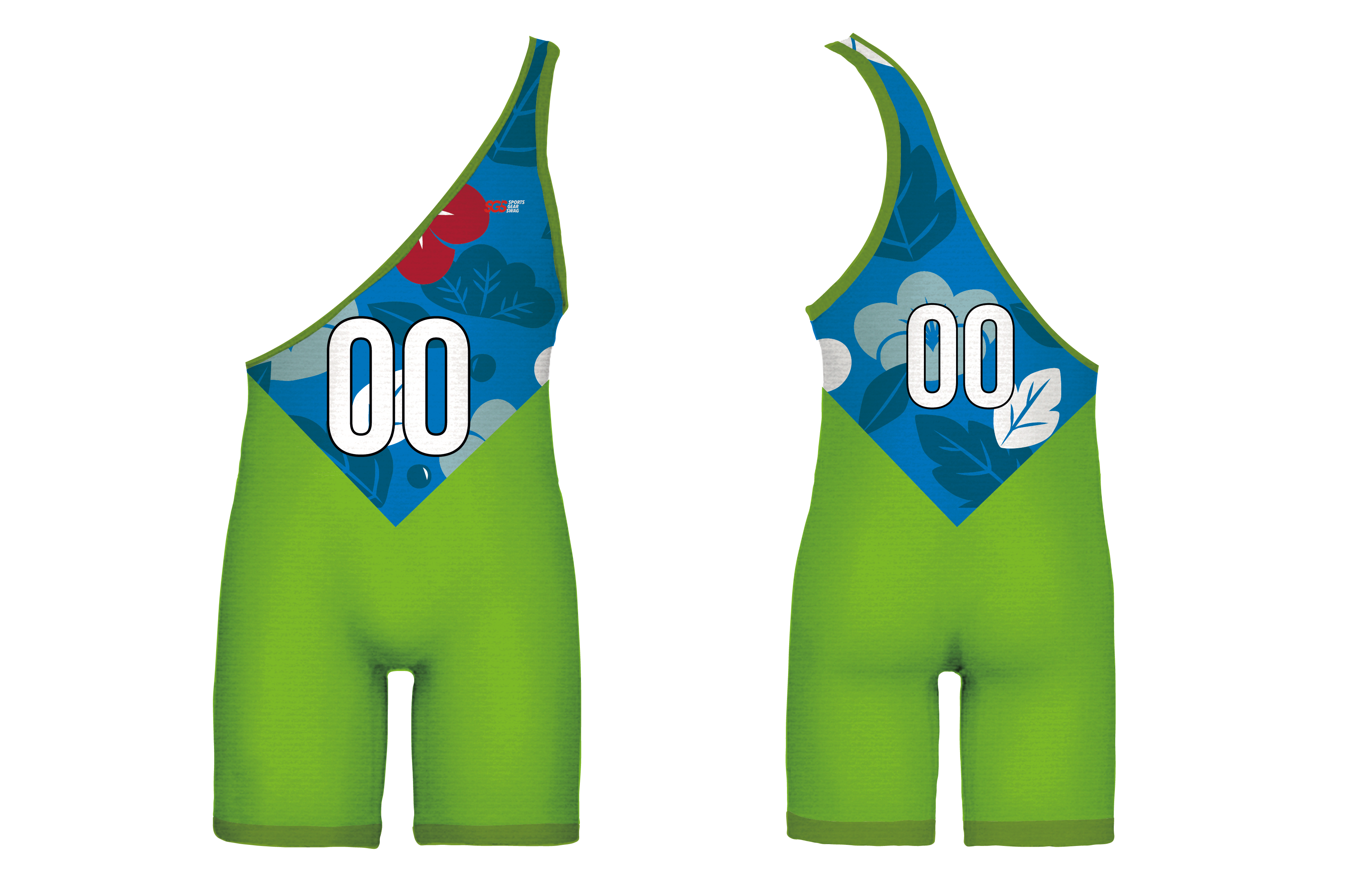 Custom single strap wrestling singlets adult youth unisex tropical blossom - Wrestling-singlets