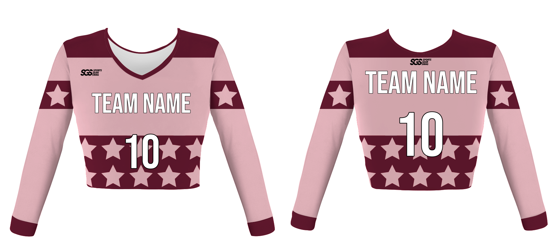 Custom pastel pink star cluster youth adult unisex cheerleading long sleeve crop top jersey - Jersey