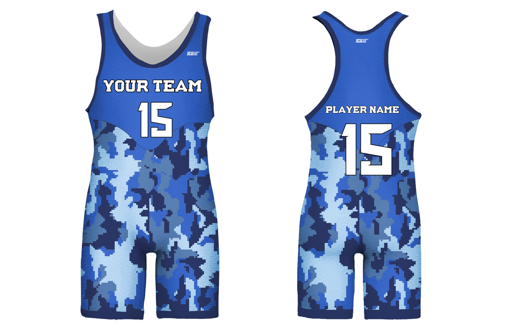 Custom adult youth unisex powerlifting suits blue tactical camo - Powerlifting-singlets
