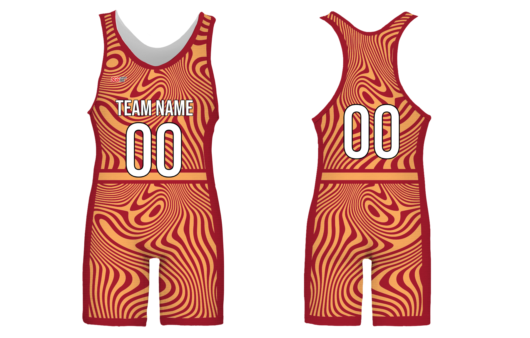 Custom wavy orange adult youth unisex powerlifting singlets - Powerlifting-singlets