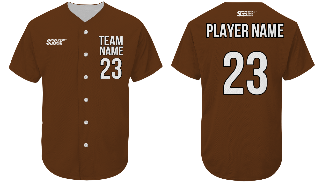 Custom solid brown adult youth unisex full buttons softball jersey - Jersey