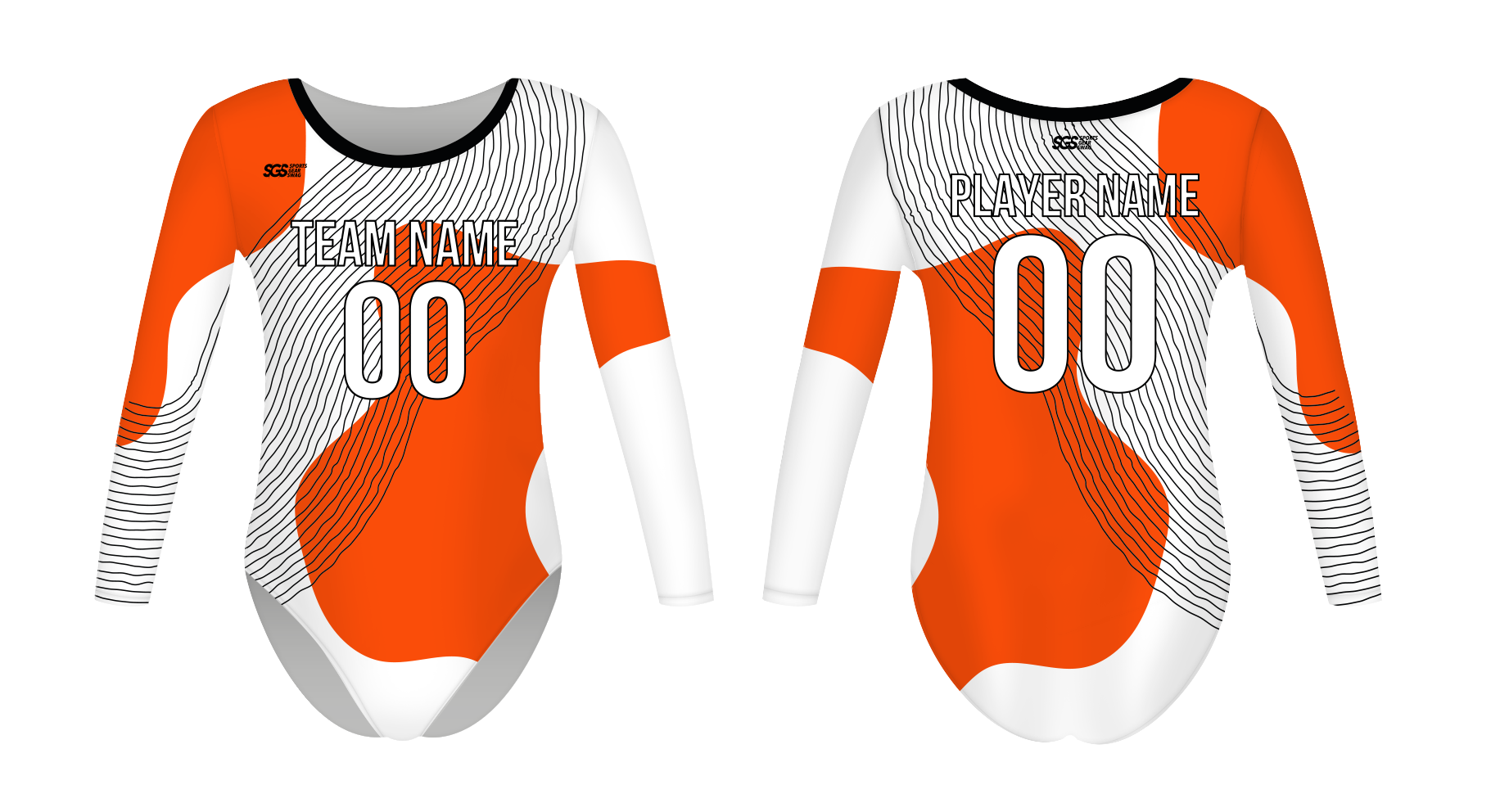 Custom women long sleeve one piece dance uniform orange black line … - Dance-jerseys
