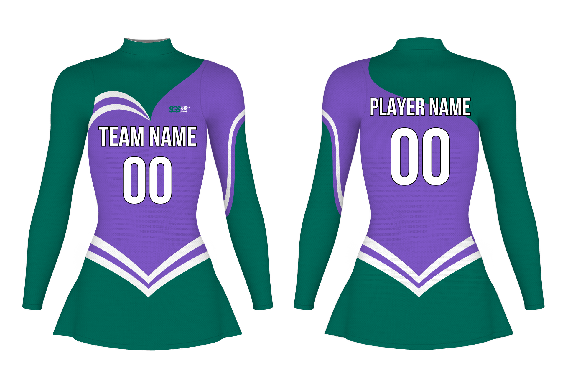 Custom figure skating long sleeve one piece uniform purple aurora adult youth plain skirt - Figure-skating-one-piece-uniforms