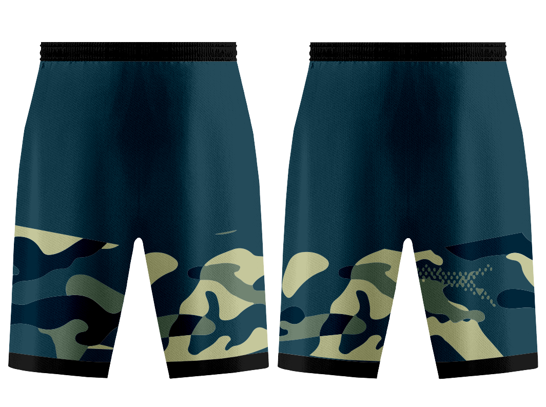 Custom wavy camo adult youth unisex basketball shorts - reversible uniform - Short