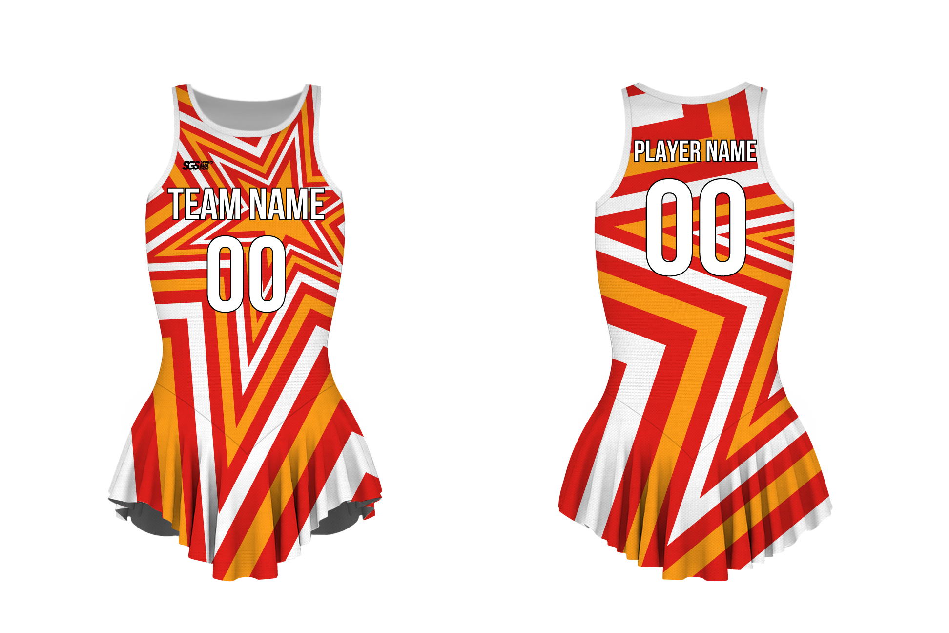 Custom figure skating sleeveless one piece uniform tangerine twinkle adult youth pleated skirt - Figure-skating-one-piece-uniforms