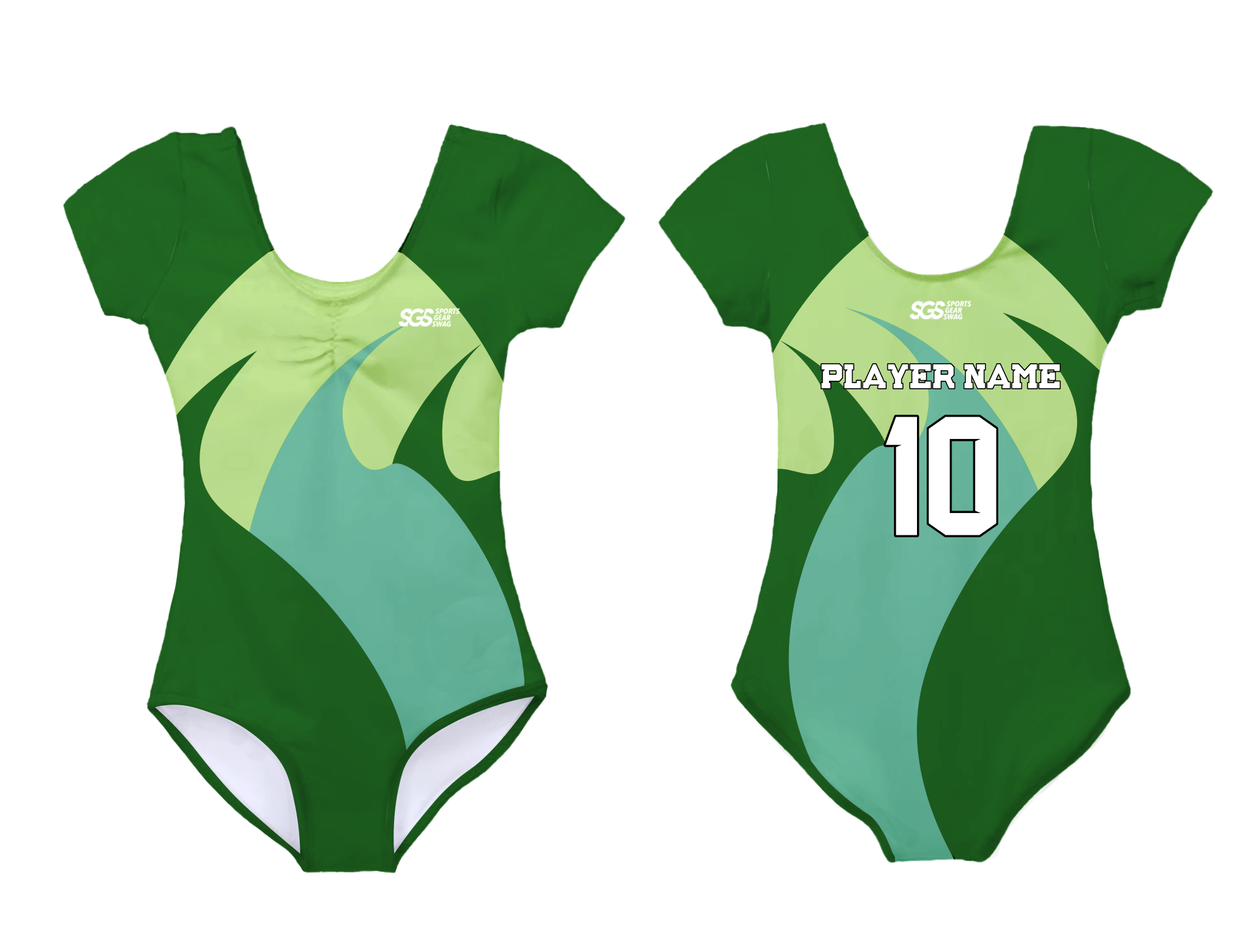 Custom short sleeve  gymnastic uniform adult youth emerald waves - Gymnastics-uniforms