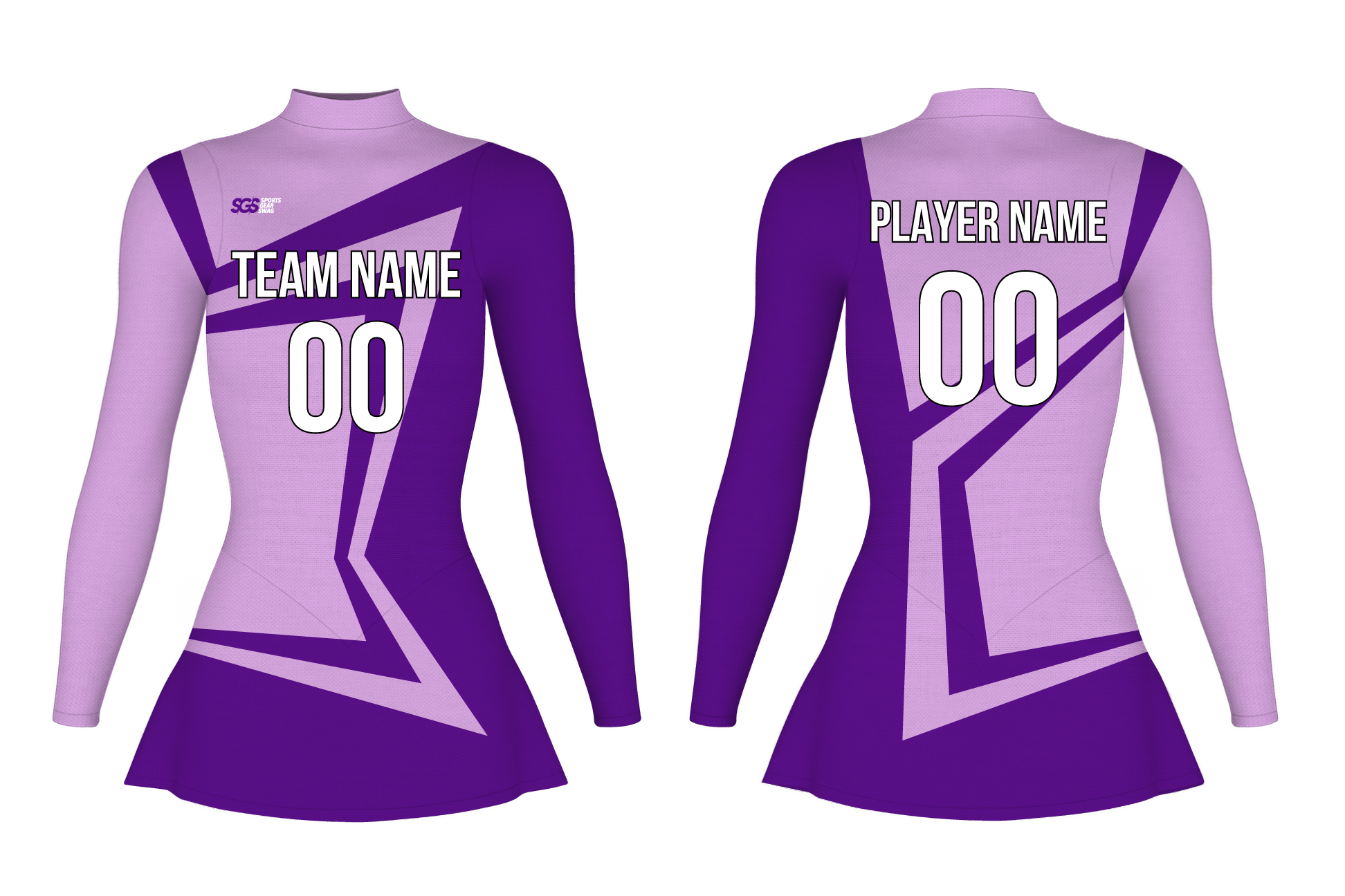 Custom figure skating long sleeve one piece uniform twilight lilac adult youth plain skirt - Figure-skating-one-piece-uniforms