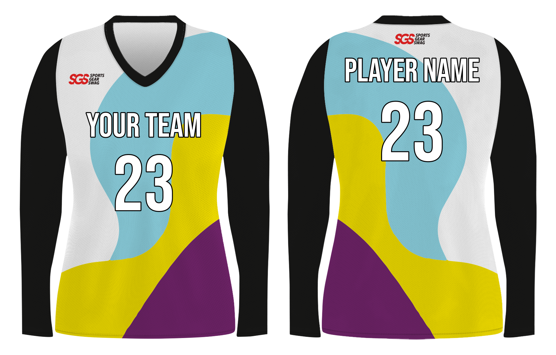 Custom Zig Zag Shapes Adult Youth Unisex Long Sleeve Volleyball Jersey - JERSEY