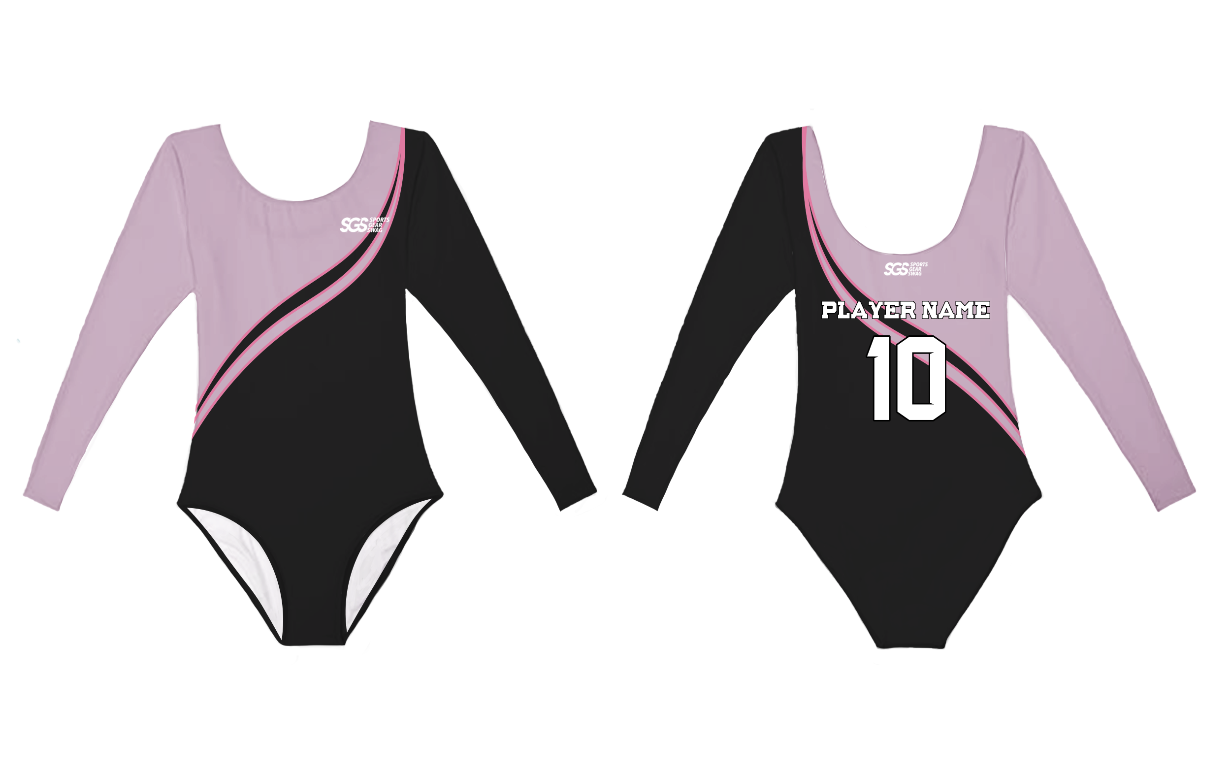 Custom long sleeve gymnastic uniform adult youth pink noir - Gymnastics-uniforms