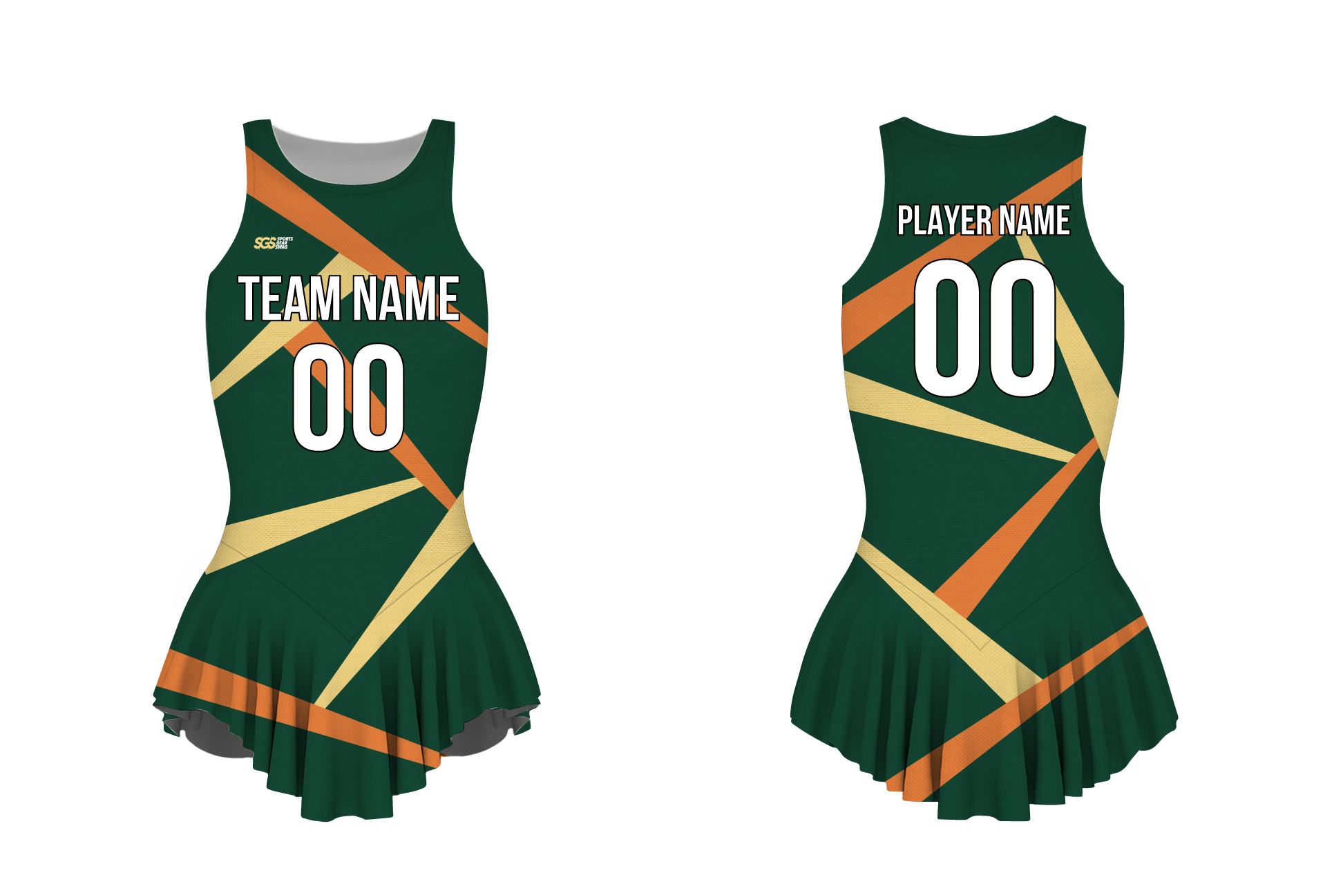 Custom figure skating sleeveless one piece uniform deep green ember adult youth pleated skirt - Figure-skating-one-piece-uniforms
