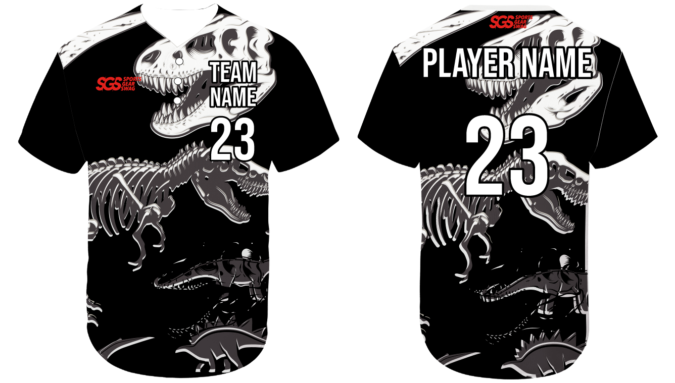 Custom dinosaurs three buttons adult youth unisex softball jersey - Jersey