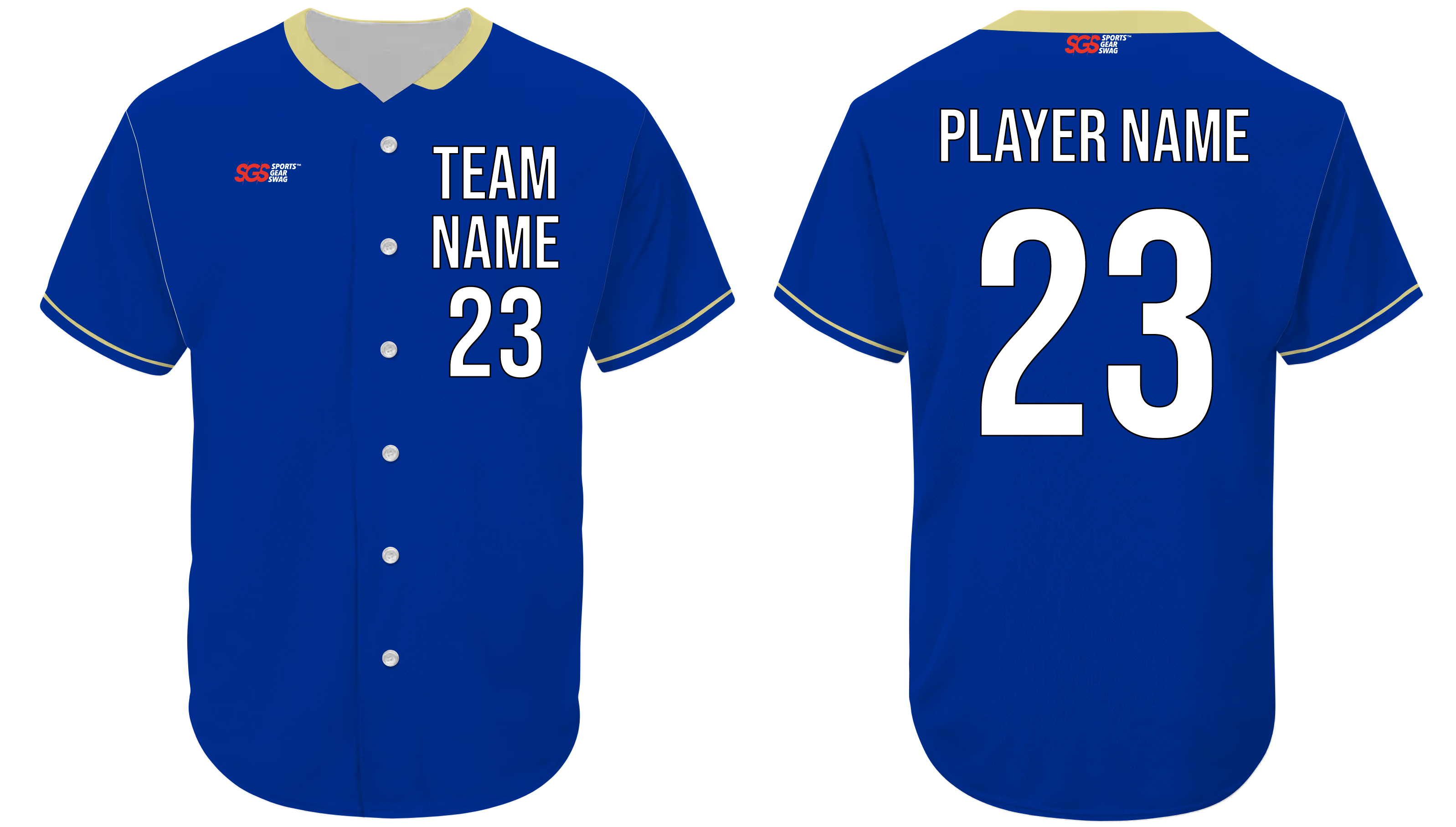 Custom golden blue adult youth unisex full buttons baseball jersey - Jersey