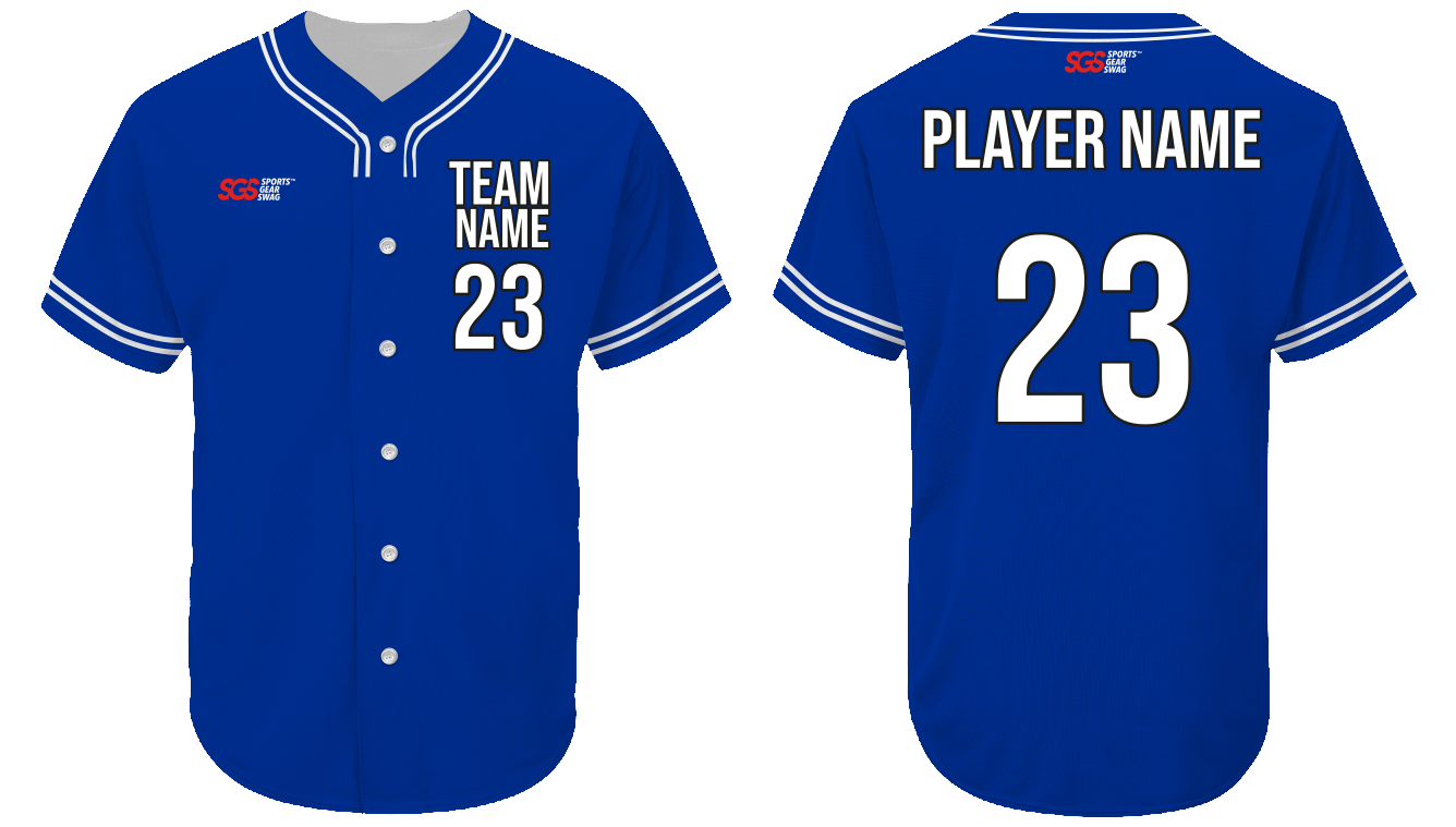 Custom royal blue outline adult youth unisex full buttons softball jersey - Jersey