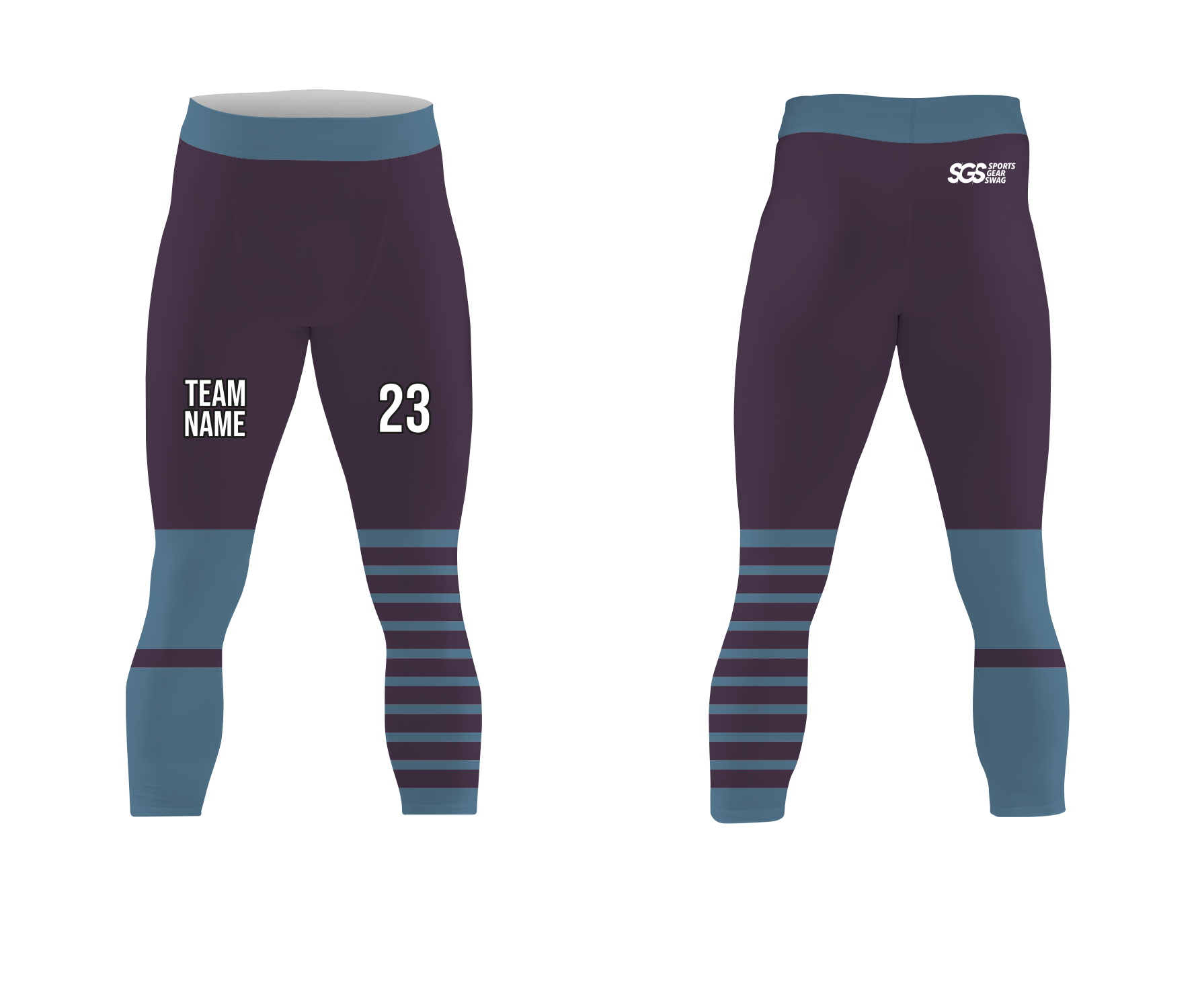 Custom stripe adult youth unisex mid calf compression tights - Compression-tights