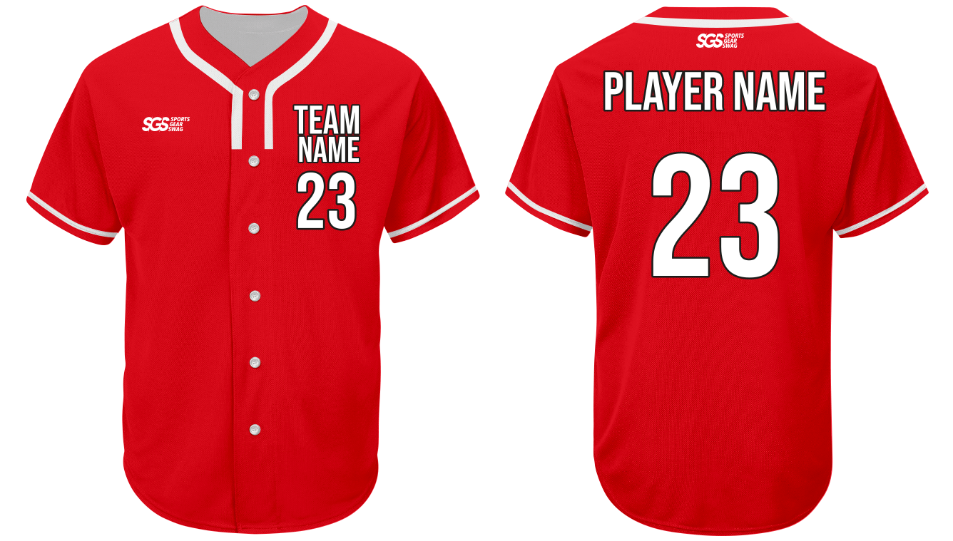 Custom red lily adult youth unisex full buttons baseball jersey - Jersey