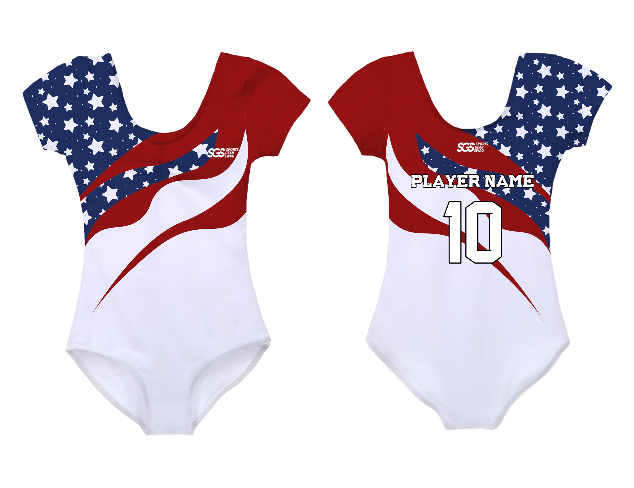 Custom short sleeve  gymnastic uniform adult youth freedom waves - Gymnastics-uniforms