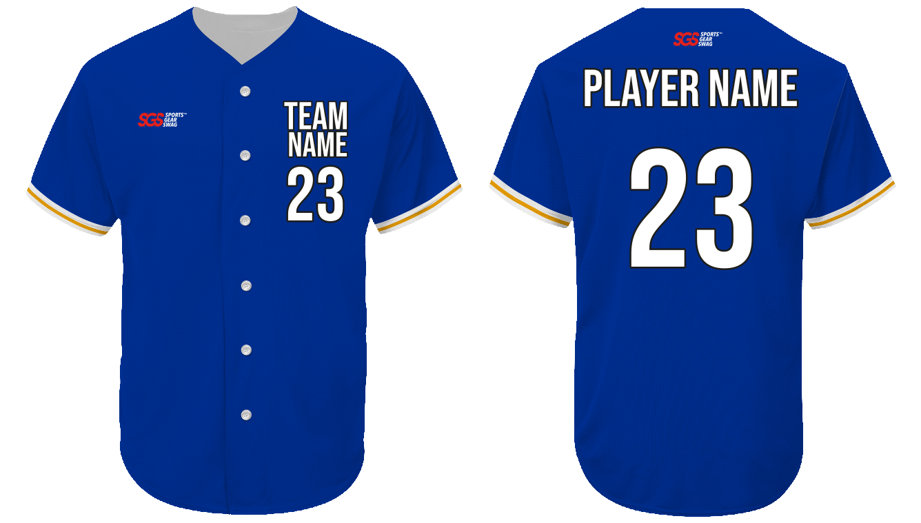 Custom blue bright line adult youth unisex full buttons baseball jersey - Jersey