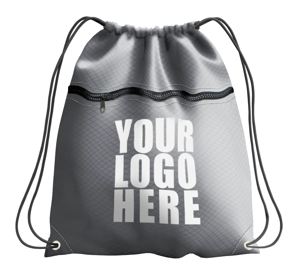 Drawstring bag with zipper ashstone - Drawstring-bag