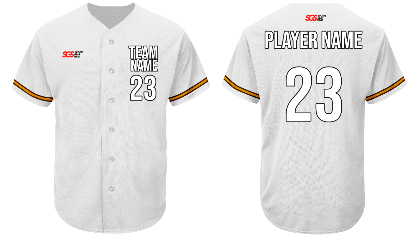 Custom winter white stripe adult youth unisex full buttons baseball jersey - Jersey