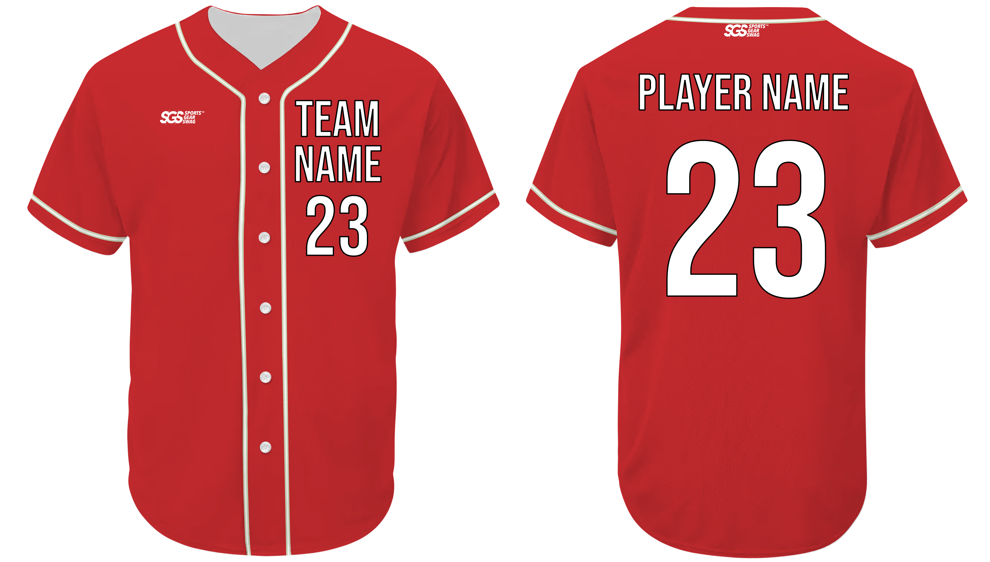Custom strong red adult youth unisex full buttons softball jersey - Jersey