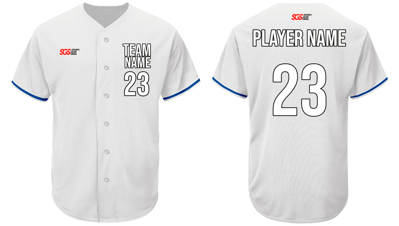 Custom white and royal lines adult youth unisex full buttons softball jersey - Jersey