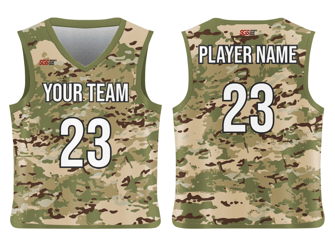 Custom military camo adult youth unisex basketball jersey - reversible uniform - Jersey