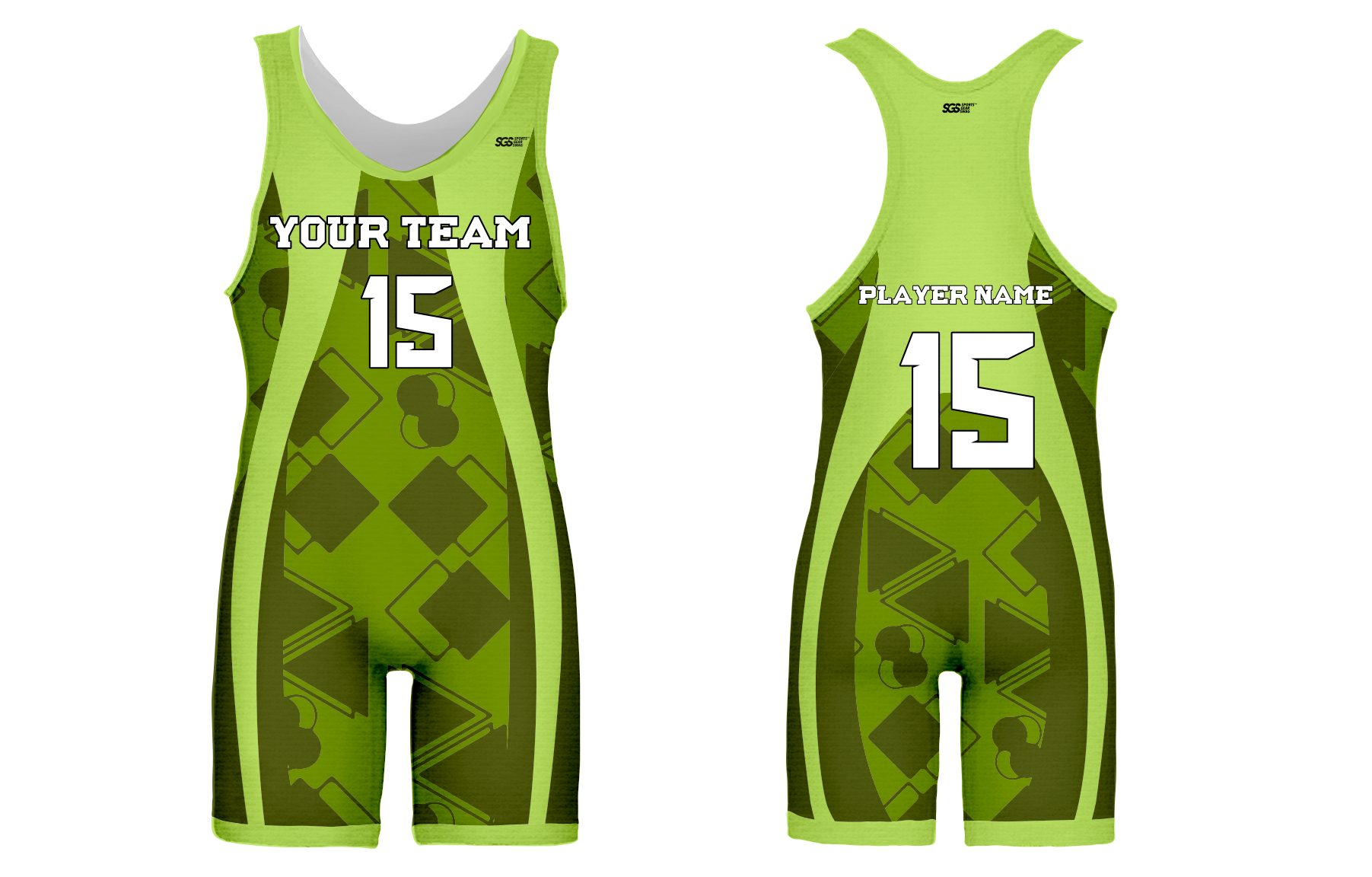 Custom green grove assorted shapes adult youth unisex powerlifting singlets - Powerlifting-singlets
