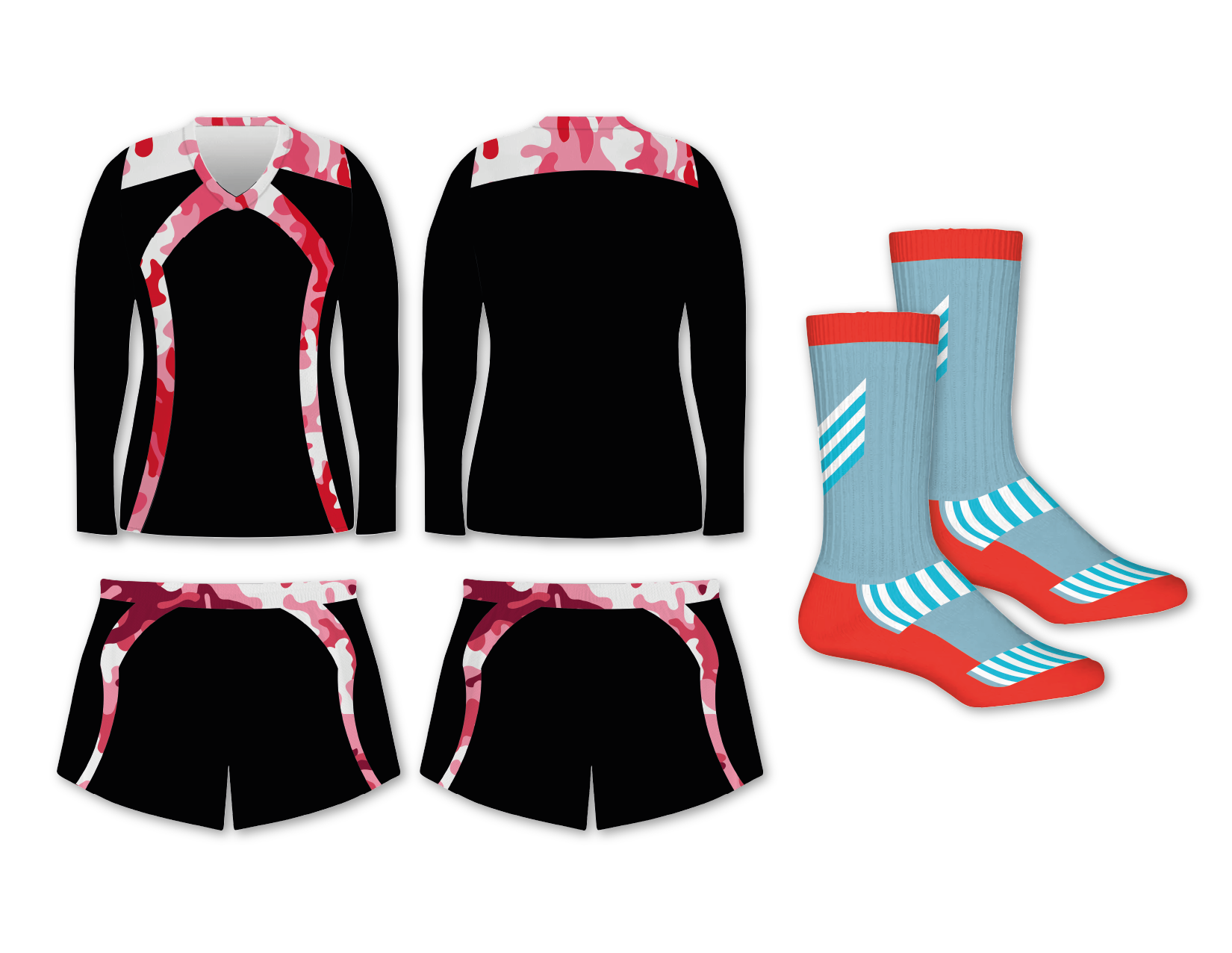 Custom pink camo adult youth volleyball  long sleevejersey - Jersey