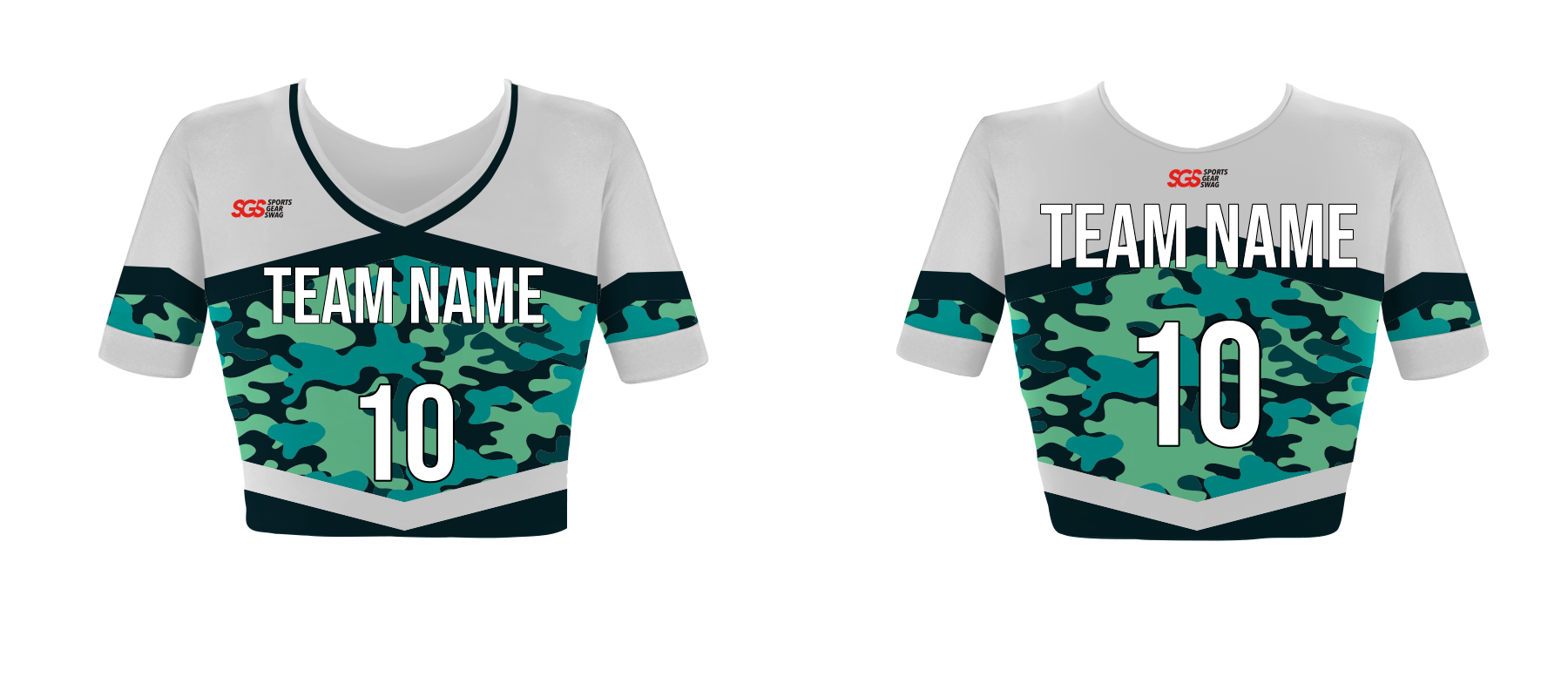 Custom shamrock camo fusion youth adult unisex cheerleading short sleeve crop top jersey - Jersey