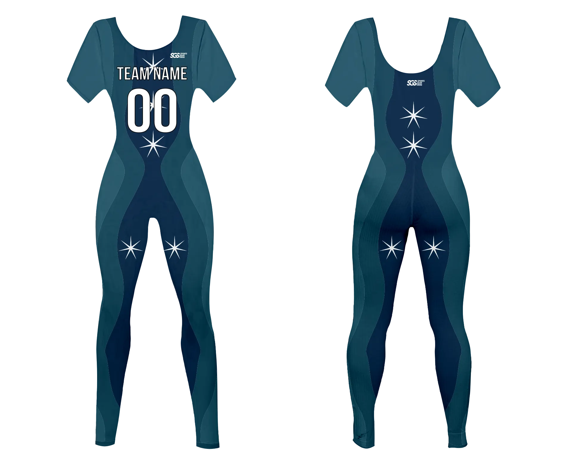 Custom women short sleeve dance bodysuit shooting star - Dance-bodysuits