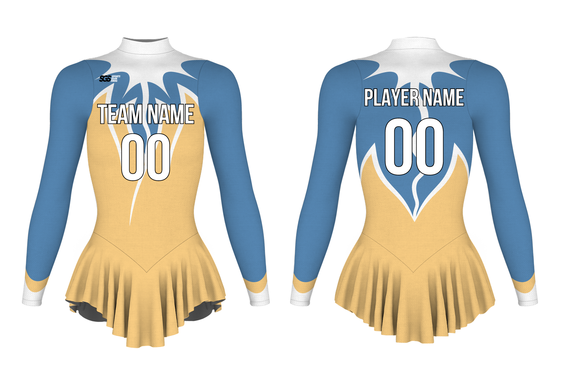Custom figure skating long sleeve one piece uniform strike twirl adult youth pleated skirt - Figure-skating-one-piece-uniforms