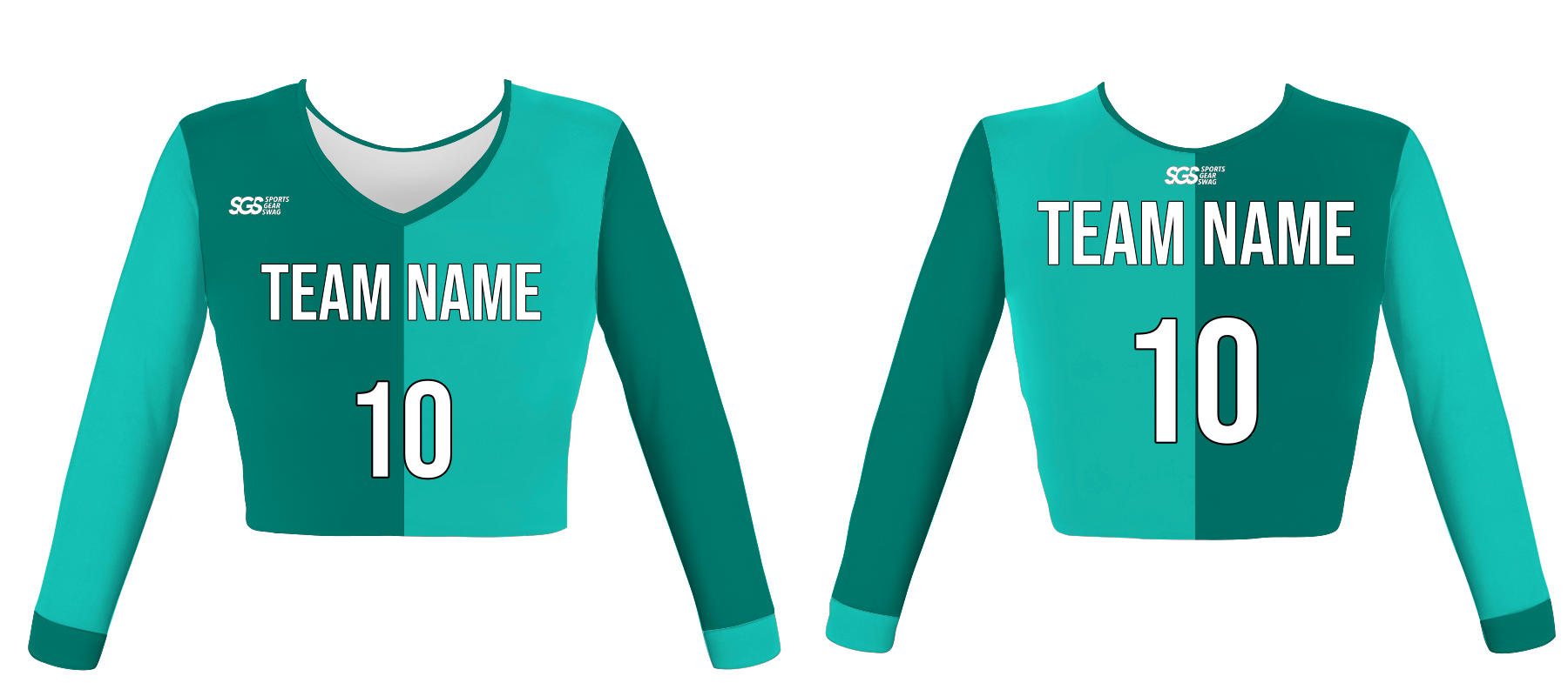 Custom halved leafy youth adult unisex cheerleading long sleeve crop top jersey - Jersey
