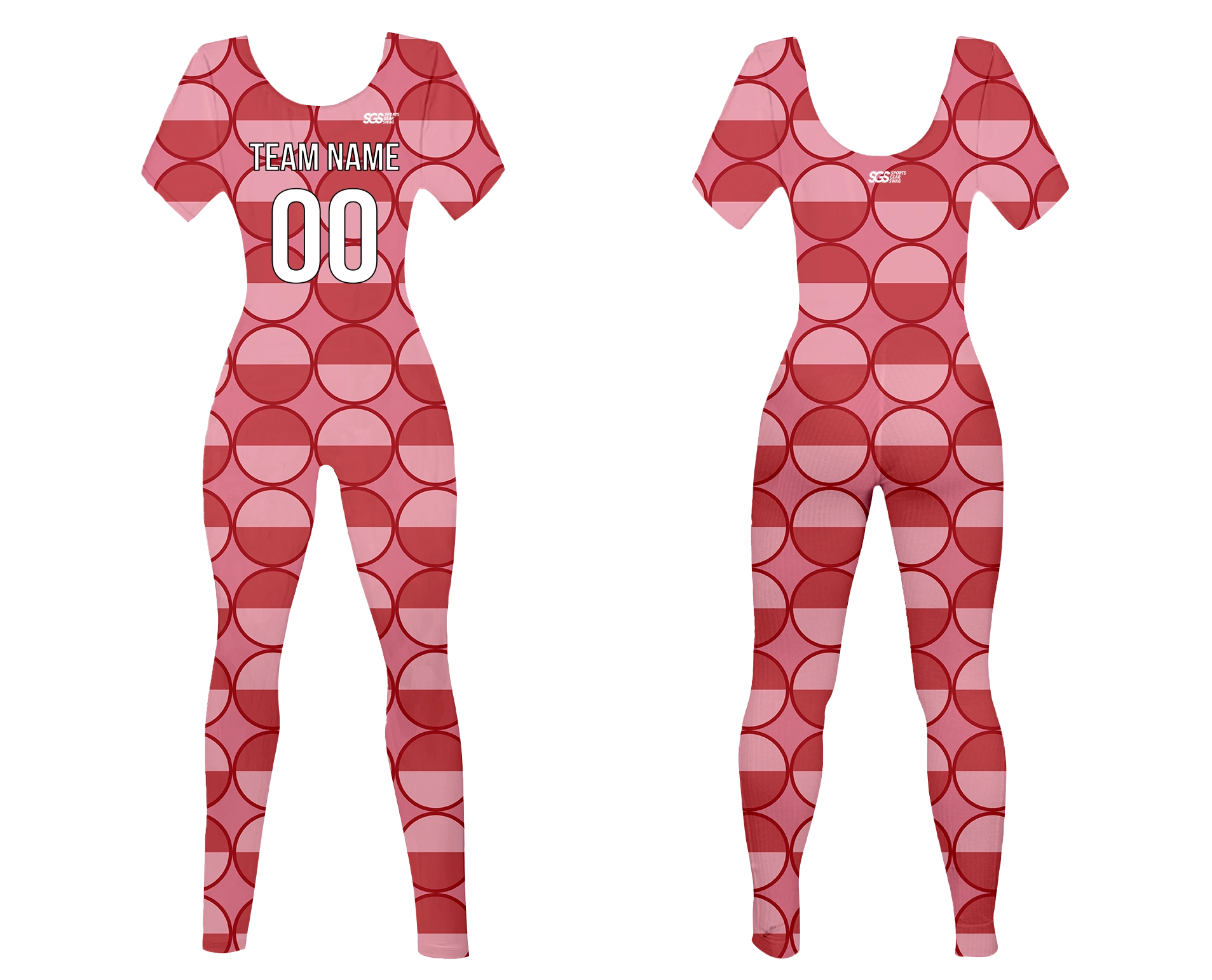 Custom women short sleeve dance bodysuit red ripple - Dance-bodysuits