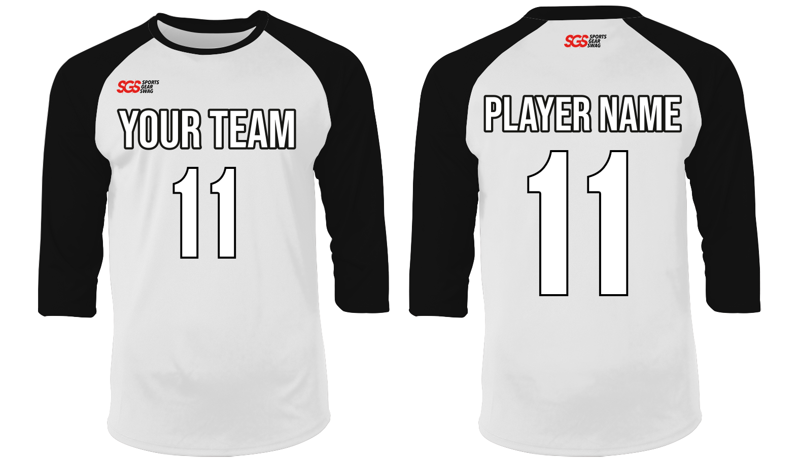 Custom raglan 3/4 sleeve adult youth unisex shirt - Shirt-3-4-sleeve