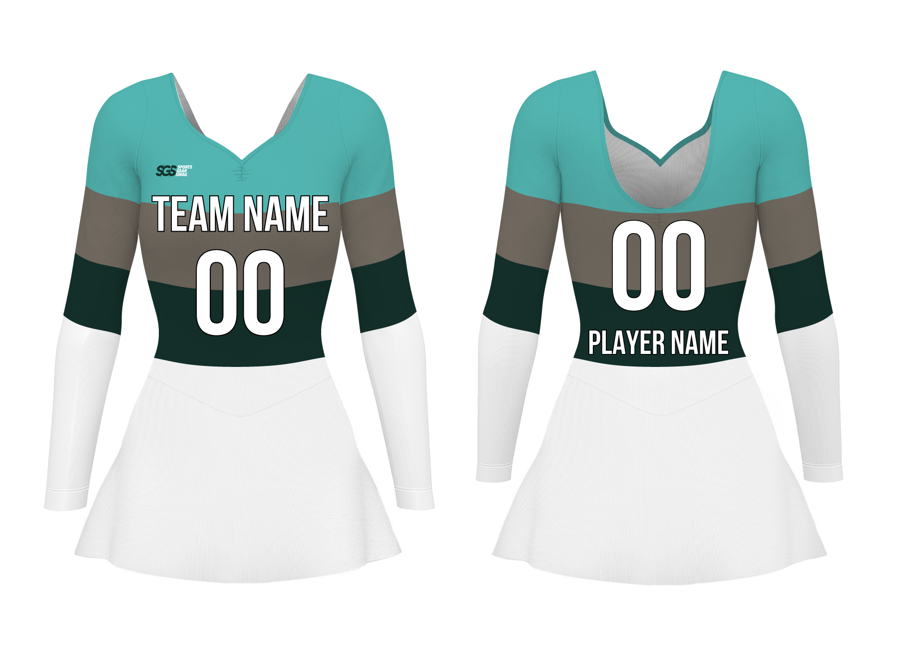 Custom women long sleeve ballet uniform slate and sage - Ballet-uniforms