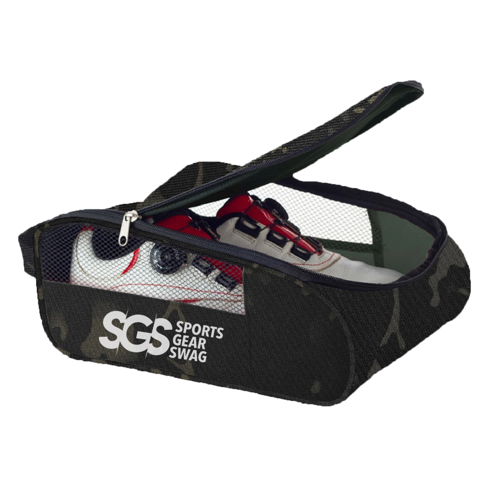 Custom golf shoe bag quarter mesh phantom - Golf-shoe-bags