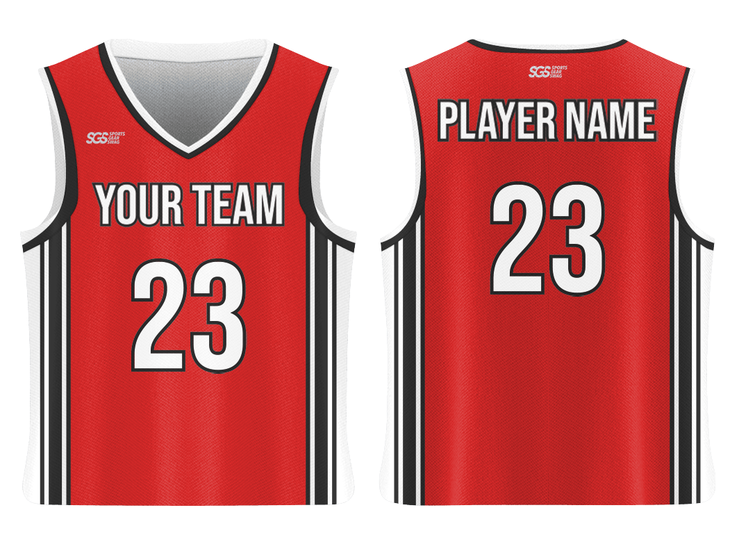 Custom fire-red adult youth unisex basketball jersey - reversible uniform - Jersey