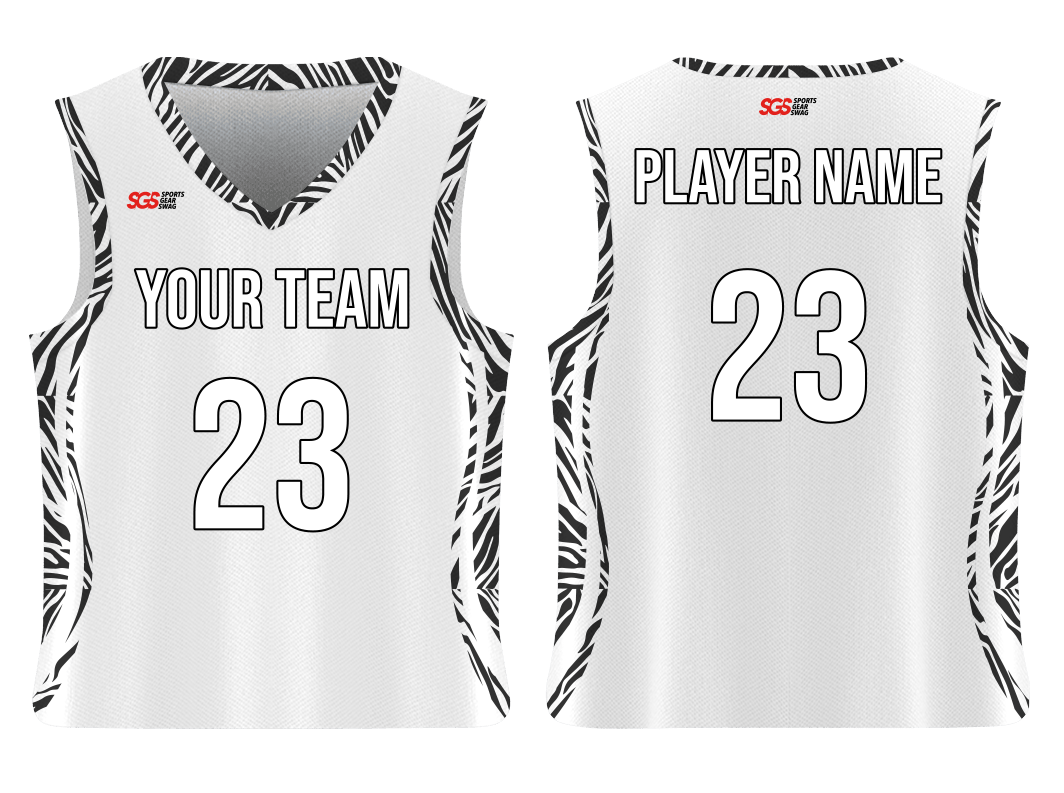 Custom zebra border design adult youth unisex basketball jersey - reversible uniform - Jersey