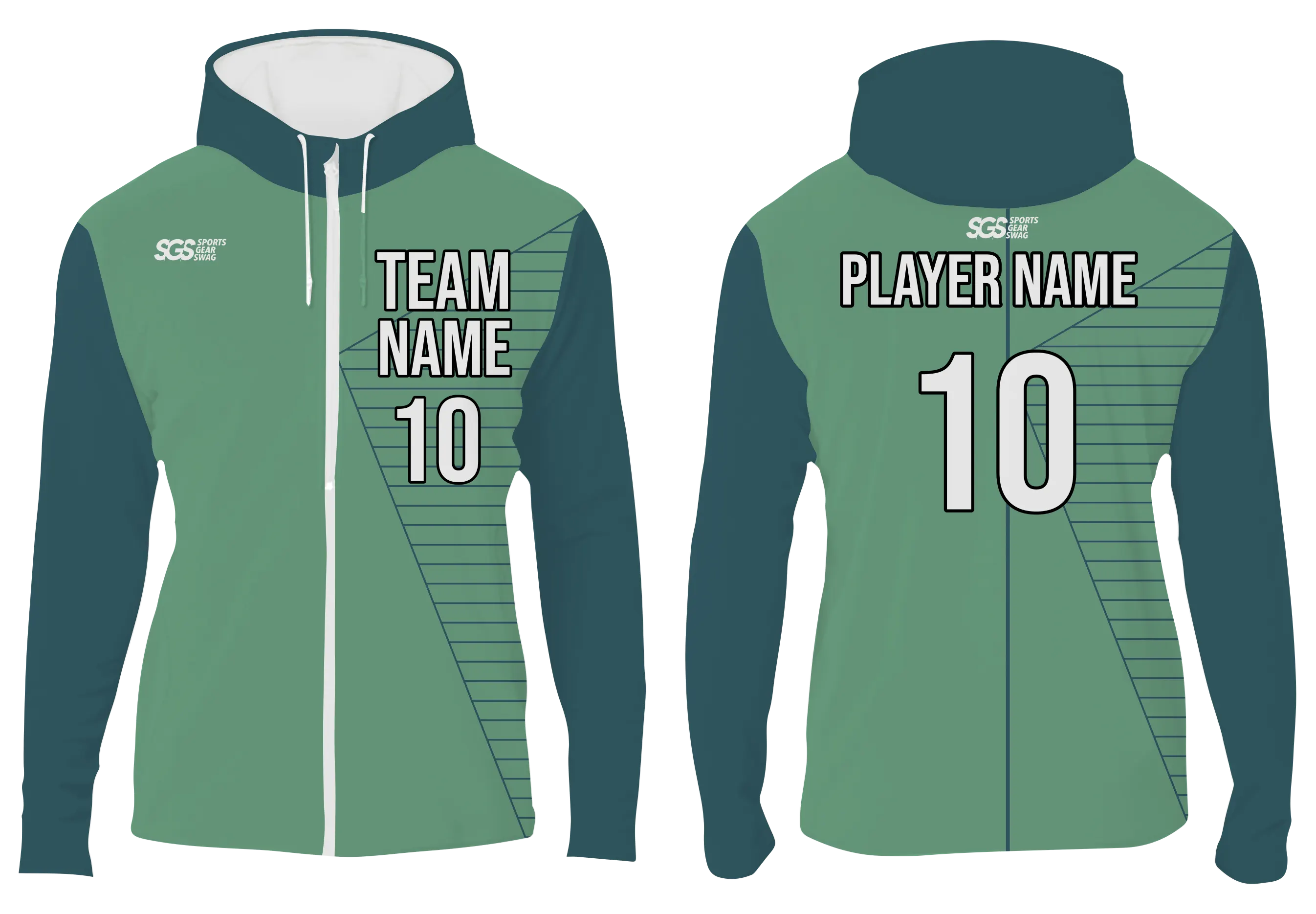Custom solid stripe full-zip adult youth unisex hooded jacket - Jacket