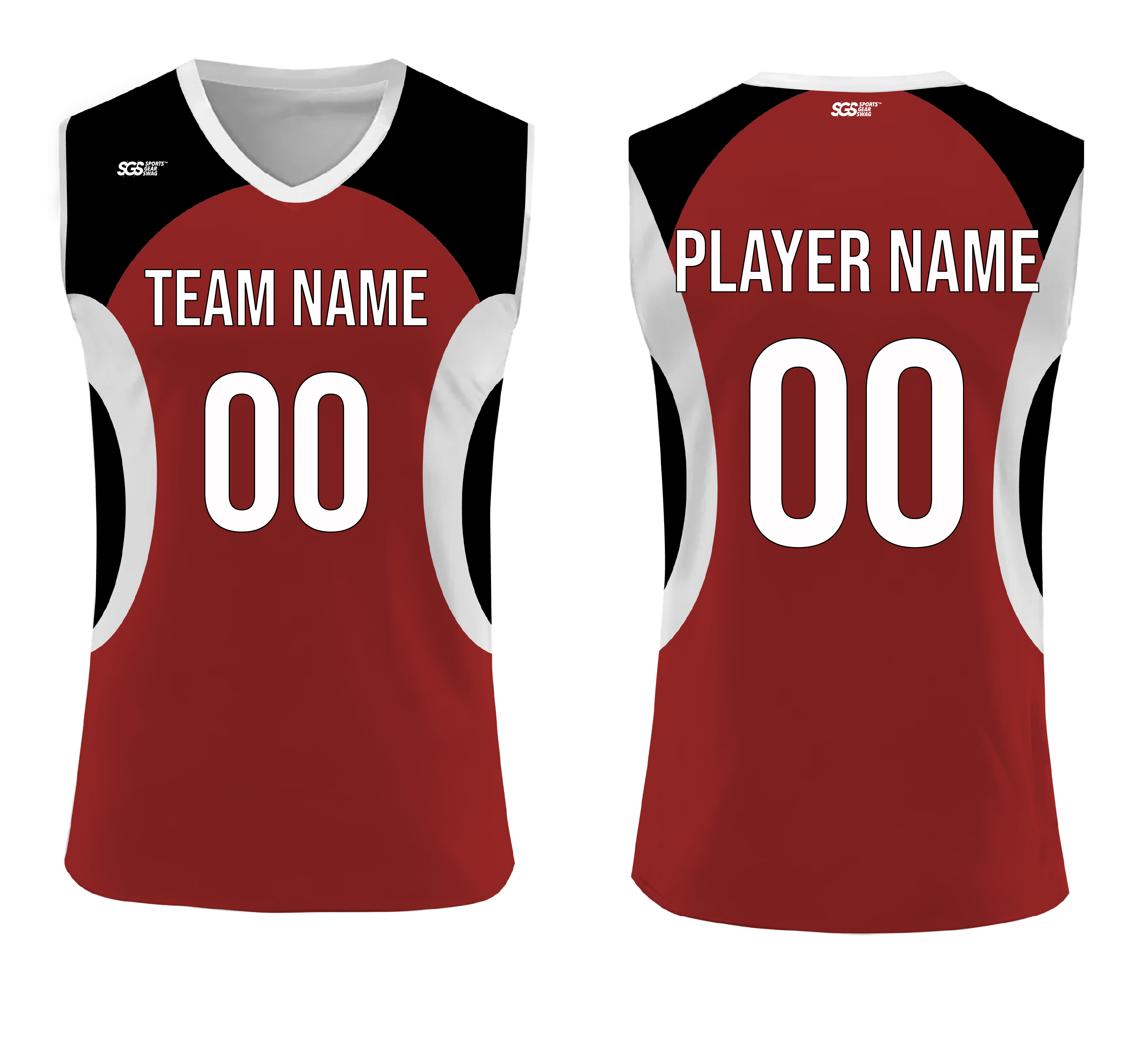 Custom red solids adult youth volleyball sleeveless jersey - Jersey