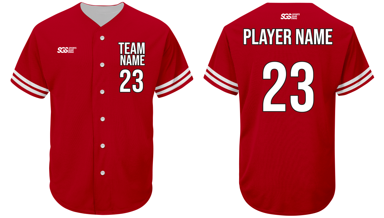 Custom solid red adult youth unisex full buttons baseball jersey - Jersey