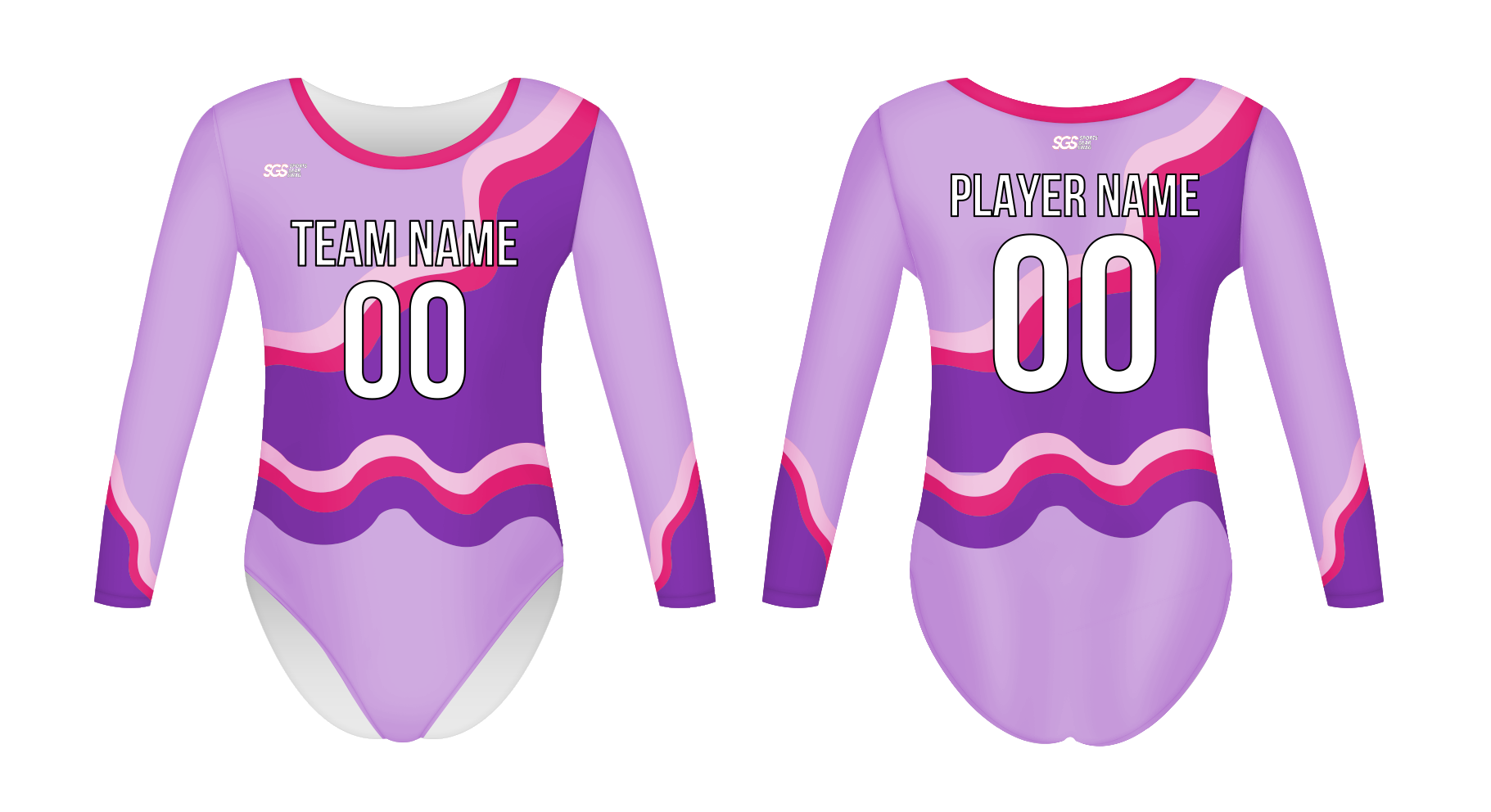 Custom women long sleeve one piece dance uniform wavy style - Dance-jerseys