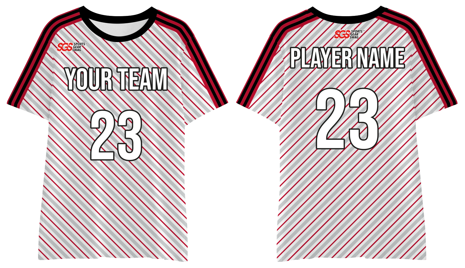Custom tennis shirt adult youth unisex red ripple stripes - Jersey
