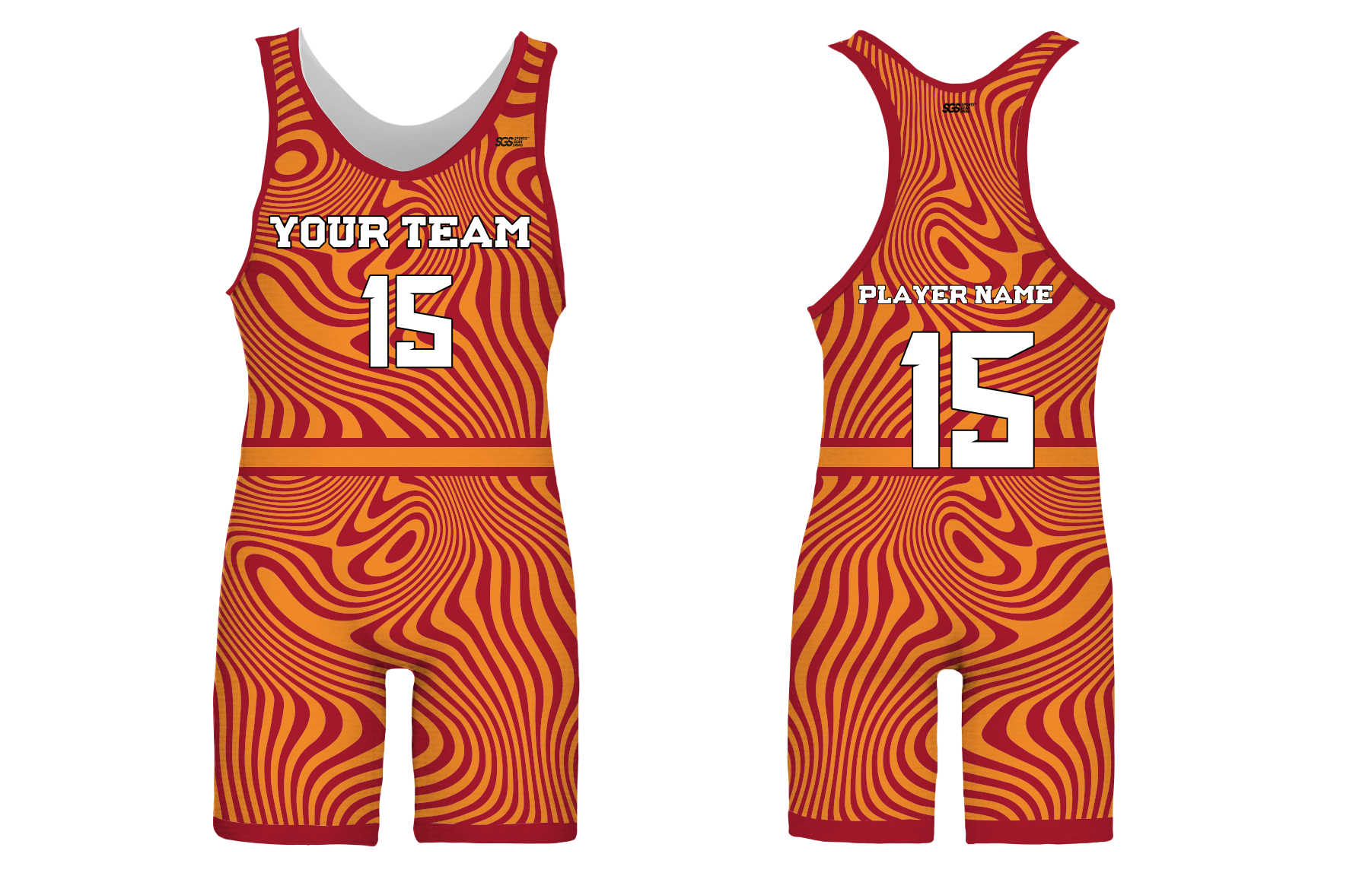 Custom wavy orange adult youth unisex wrestling singlets - Wrestling-singlets
