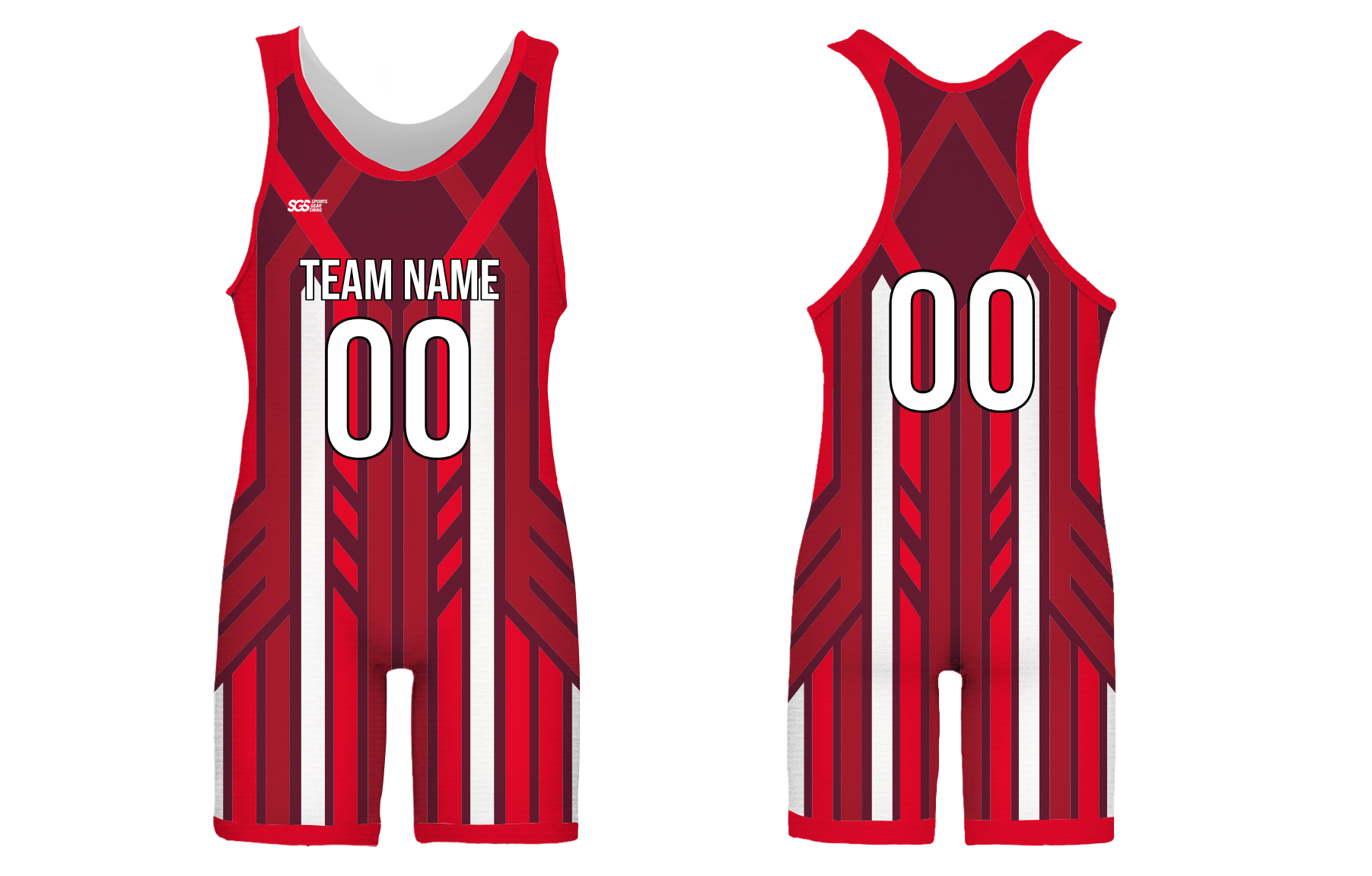 Custom red pointed path adult youth unisex powerlifting singlets - Powerlifting-singlets